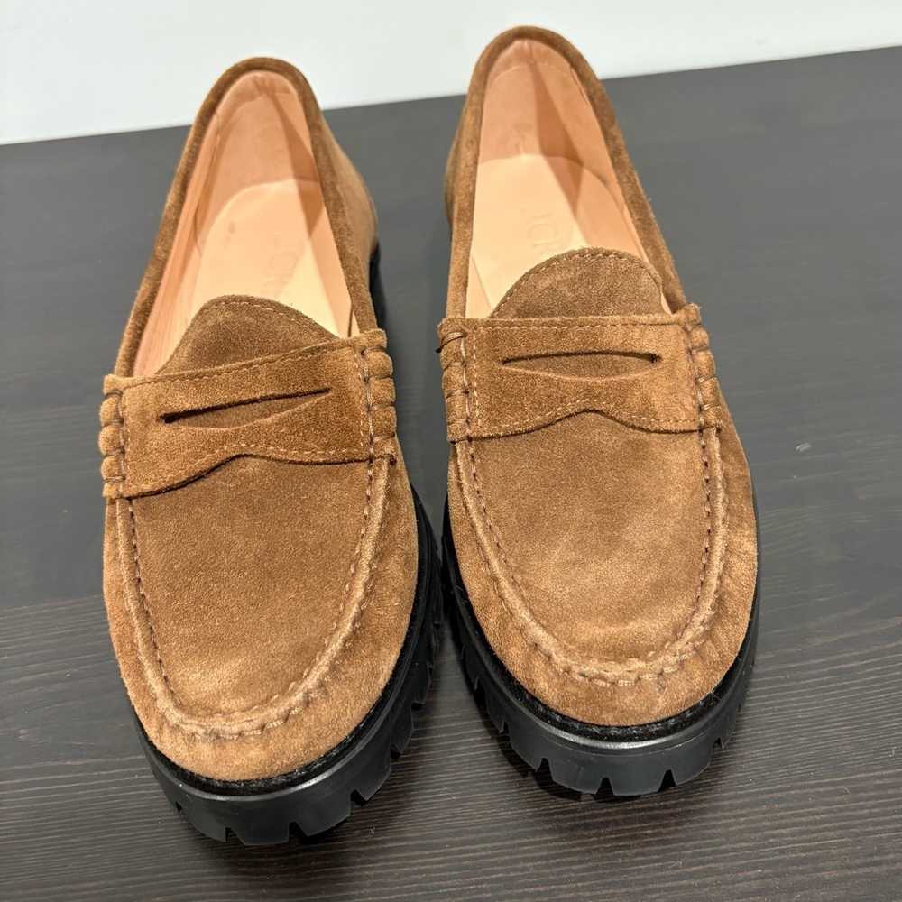 Jcrew Winona lug-sole penny loafers in suede